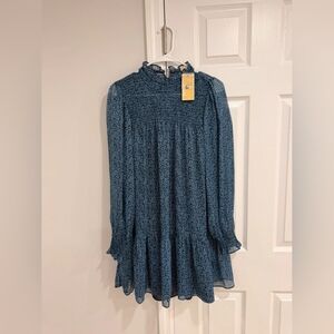 Blue Long Sleeve Dress